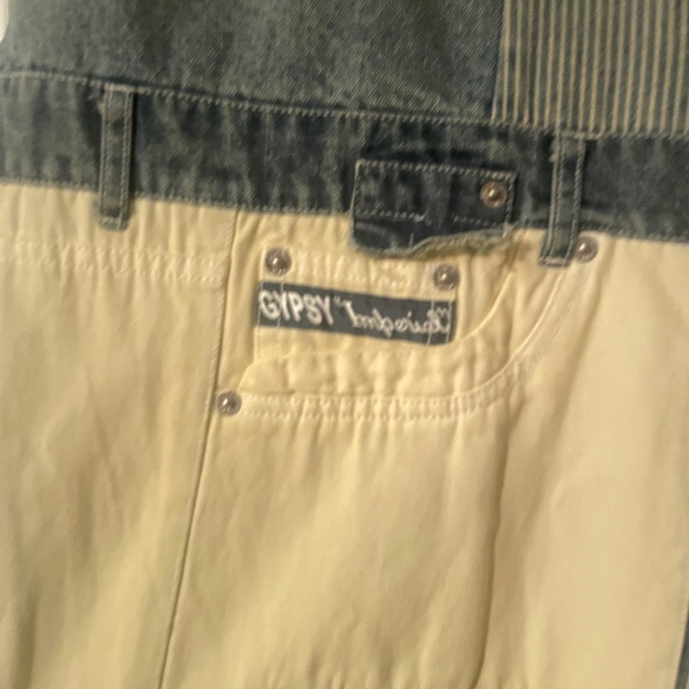 Patchwork Wide-Leg Jeans in Light Blue and Cream - Picture 9 of 14